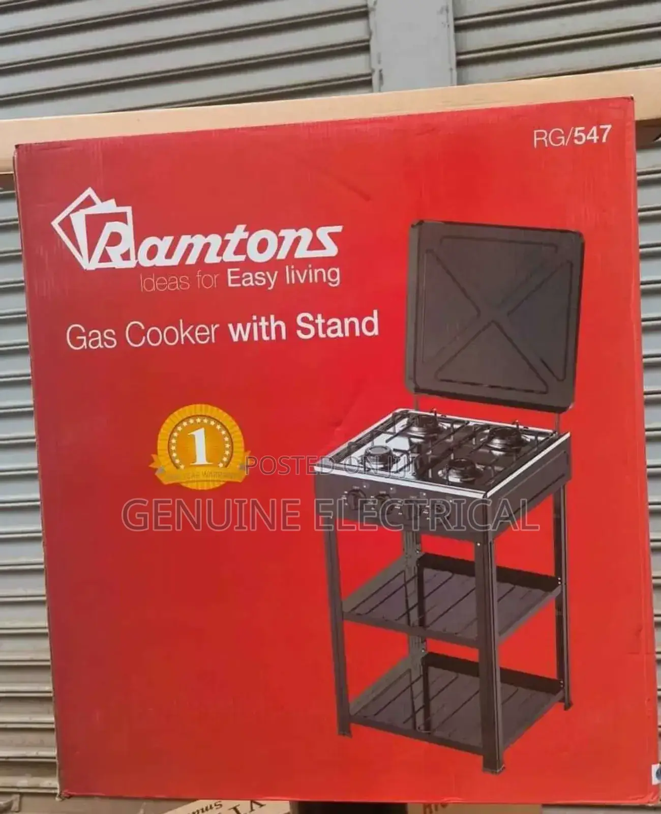 Ramtons Full Gas Standing Cooker With Shelves -Ramtons