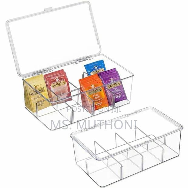 Aesthetic Acrylic Tea Bag Organizer With Cover and Compartme - thumbnail 3