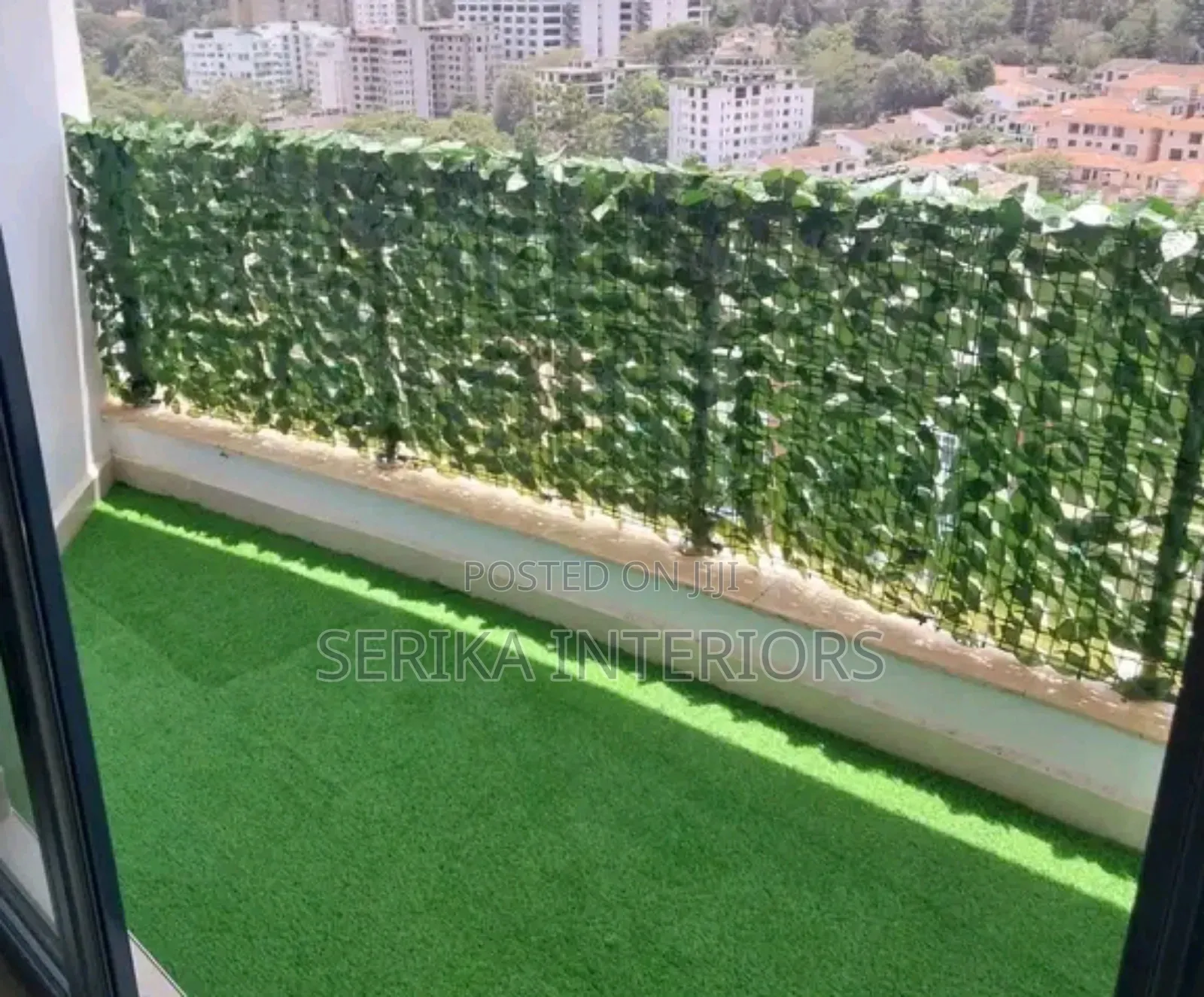 Balcony Privacy Fence and Grass Carpets Installation