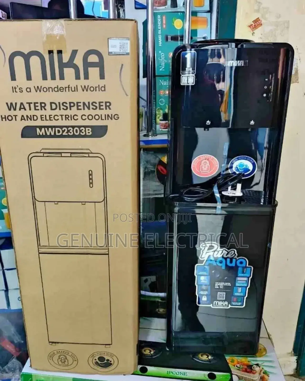 Mika Water Dispenser Hot Cold Black,With Child Lock