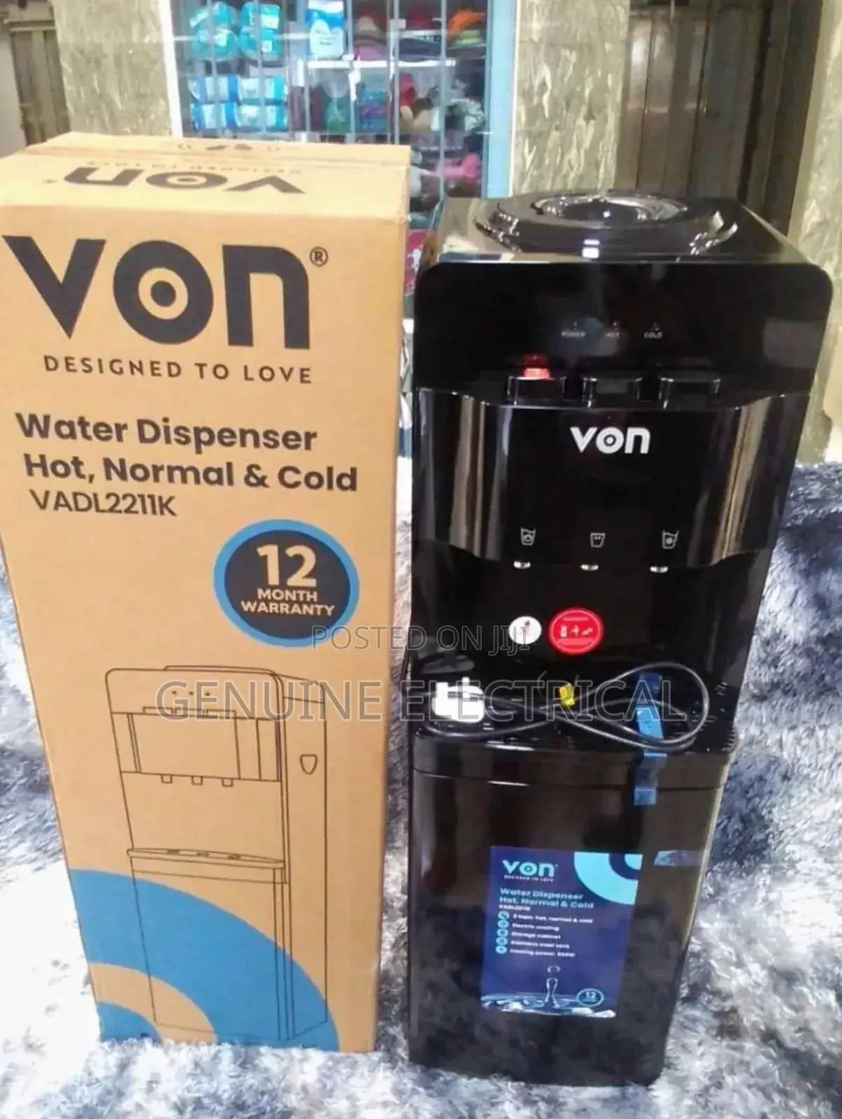 Dispenser-Von Black Water Dispenser Hot Normal and Cold