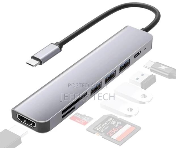 7-in-1 USB-C Hub With 87W (3x USB 3.0, Card Reader HDMI