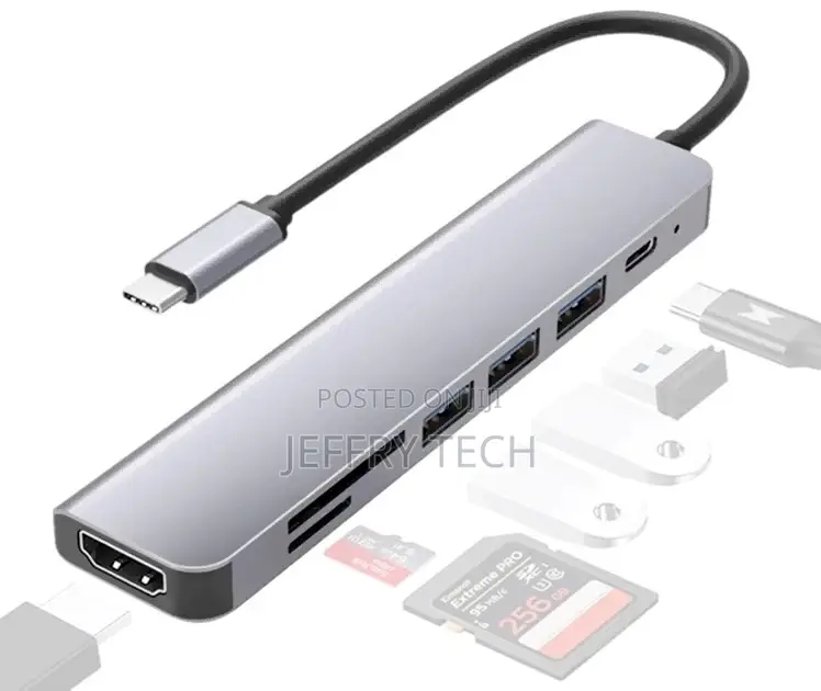 7-in-1 USB-C Hub With 87W (3x USB 3.0, Card Reader HDMI