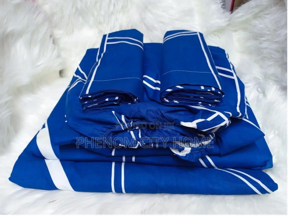 Blueish Cotton Fitted Bedsheet Set