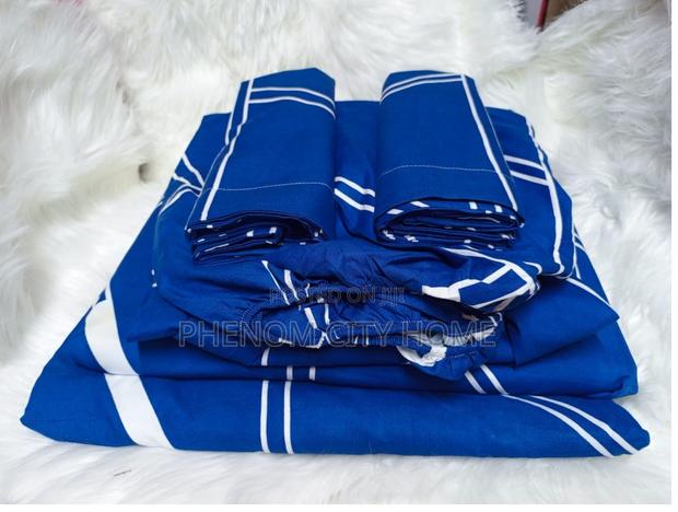 Blueish Cotton Fitted Bedsheet Set