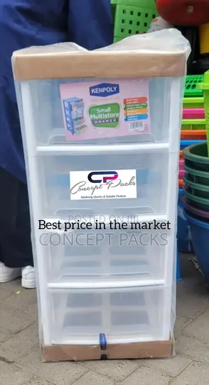 4 Stack White Plastic Drawer