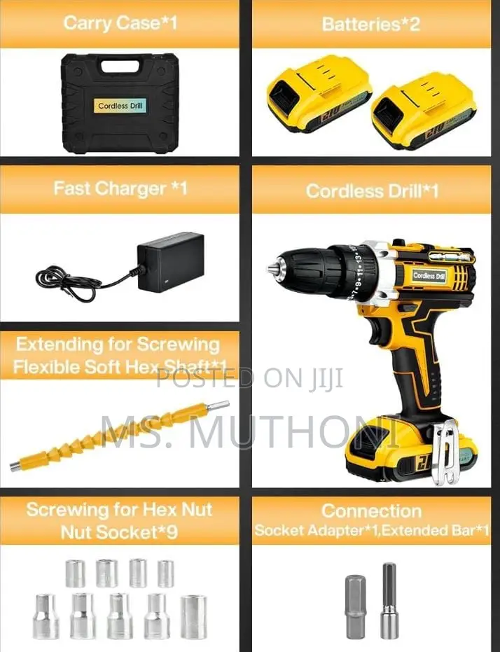 Rechargeable 21 v Cordless Screwdriver Set