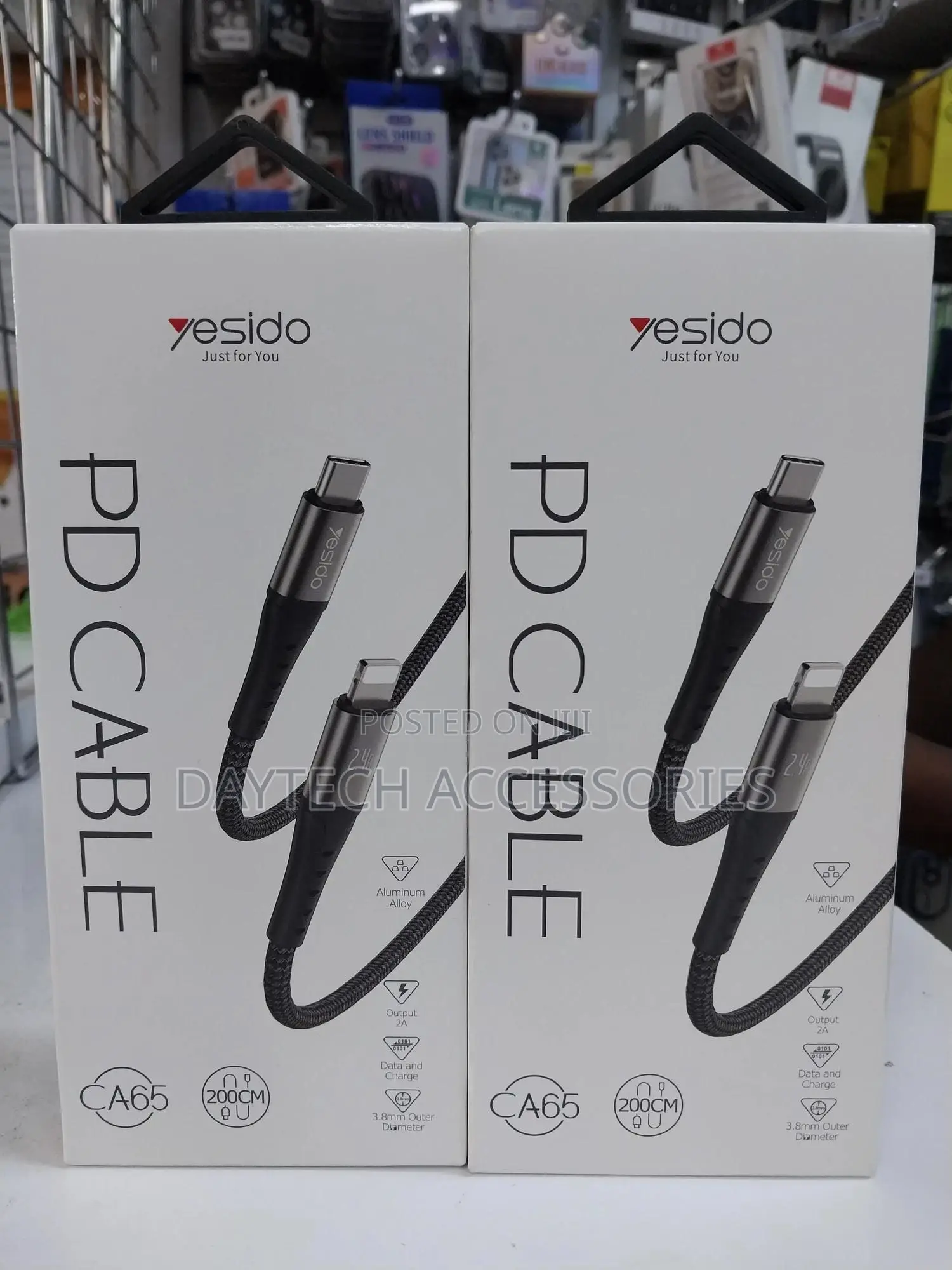 Yesido Type-C to Lightning Pd 20w 2m Braided Black