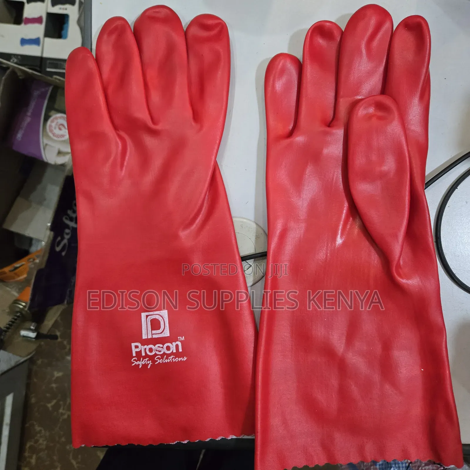 Red PVC Gloves Rubber Working Gloves Cleaning Work Gloves
