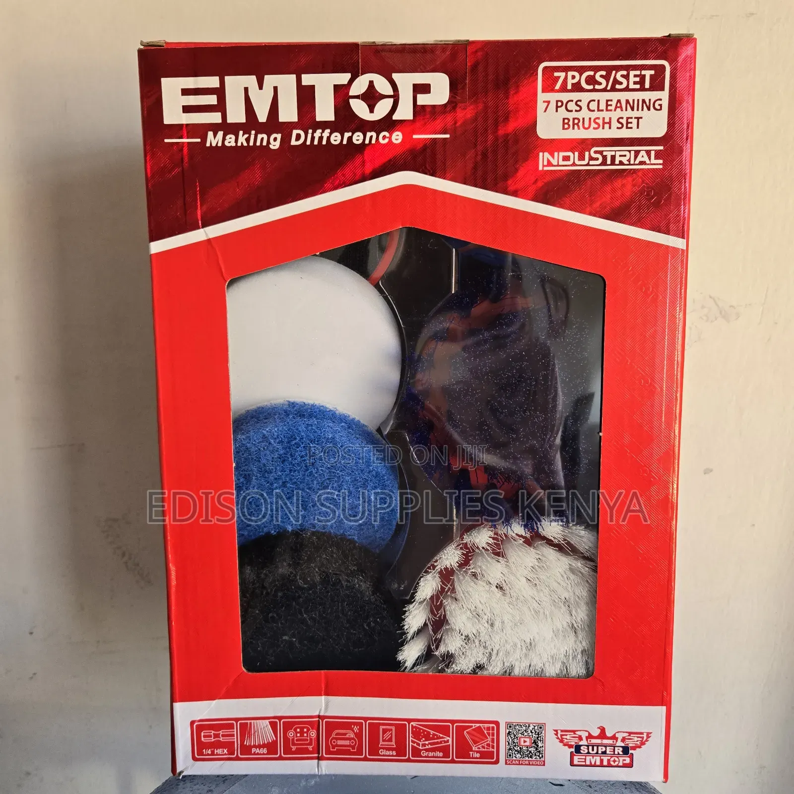 7pcs Drill Brush Set Emtop Drill Car Wash Detailing Cleaning Brushes