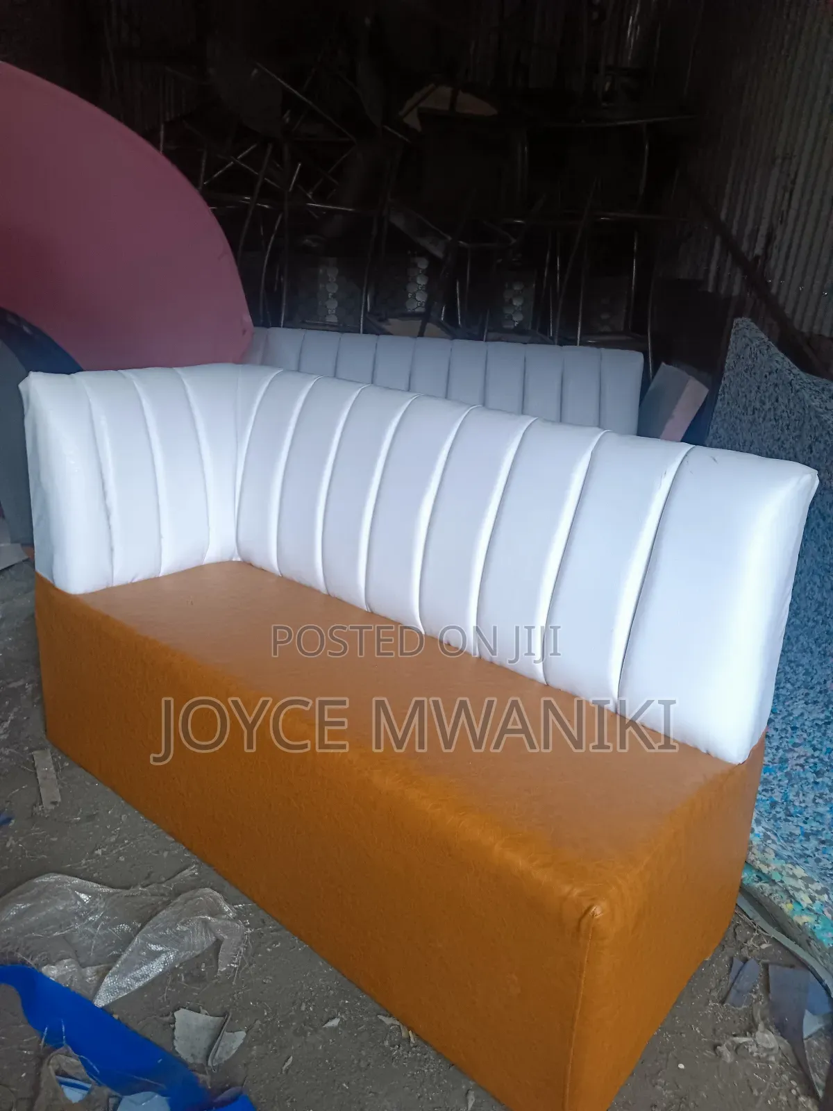 Vip Restaurant Couch, White and Brown 