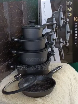 10pc Black Edenberg Nonstick Cooking Pot Set