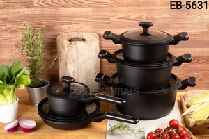 10pc Black Edenberg Nonstick Cooking Pot Set