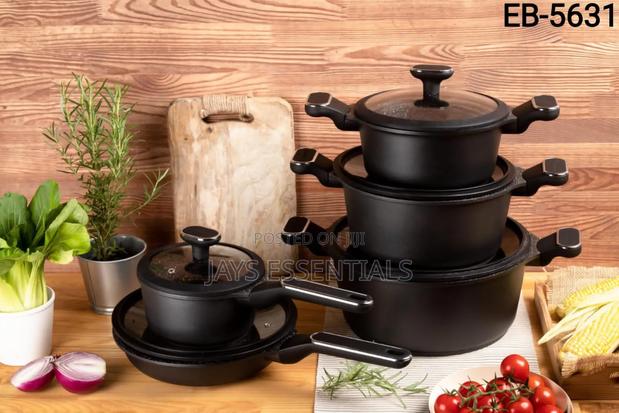10pc Black Edenberg Nonstick Cooking Pot Set - thumbnail 2