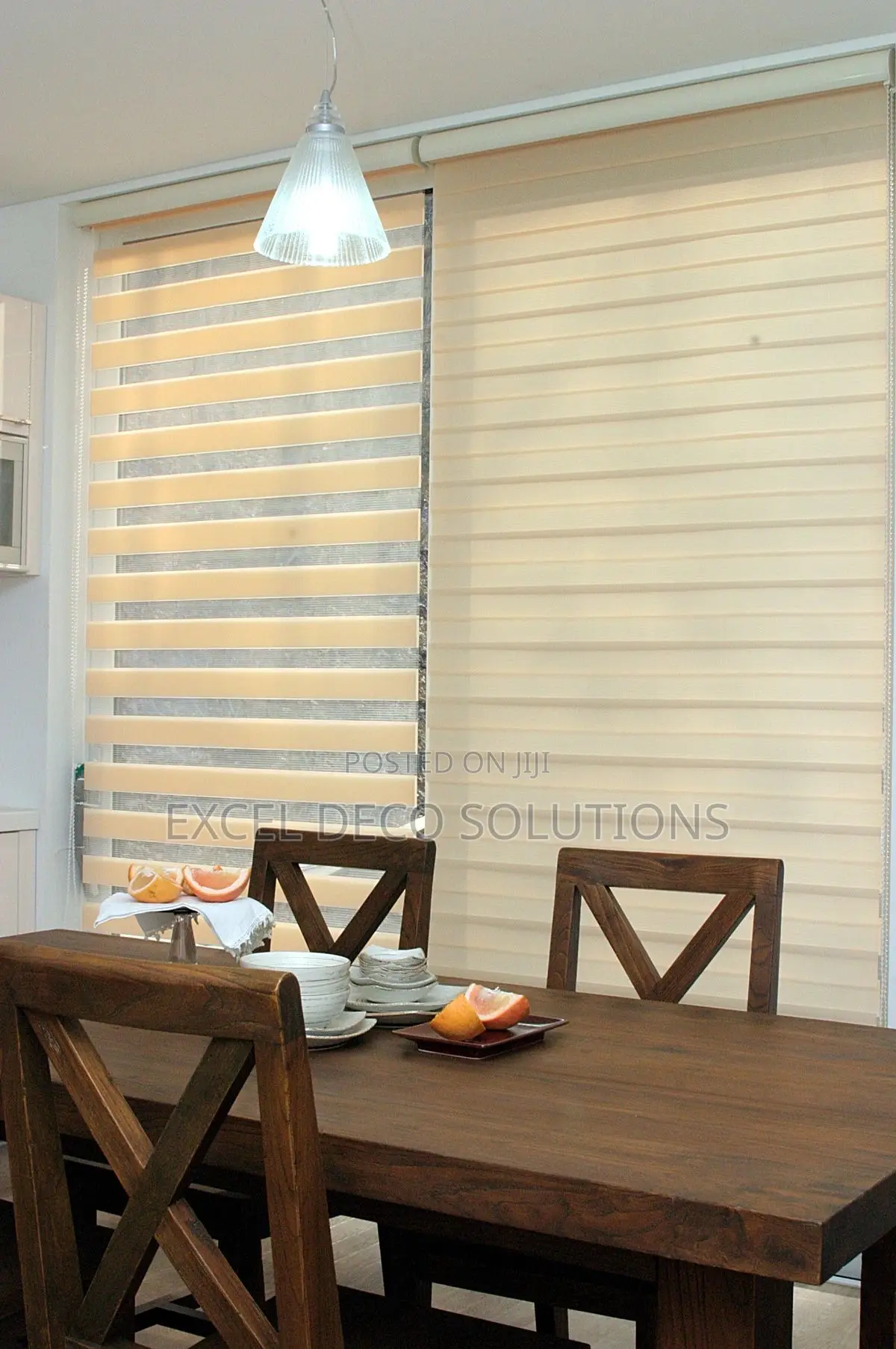 Dining Area Zebra Roller Window Covering