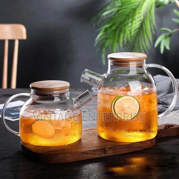 Glass Tea Pot With Wood Lid - main view