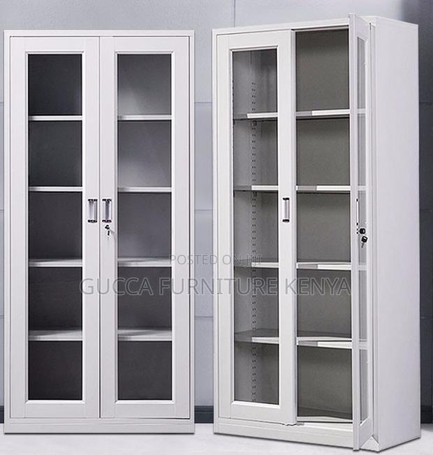 Cabinets:2-Door Steel Glass Display Filling Office Cabinet