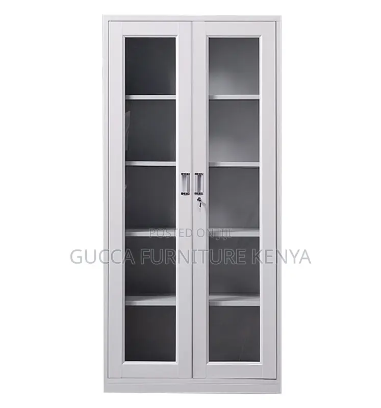 Cabinets:2-Door Steel Glass Display Filling Office Cabinet