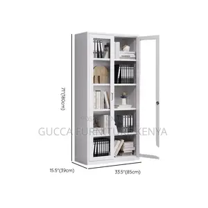 Cabinets: Glass Front Steel Home Office Modern Cabinet