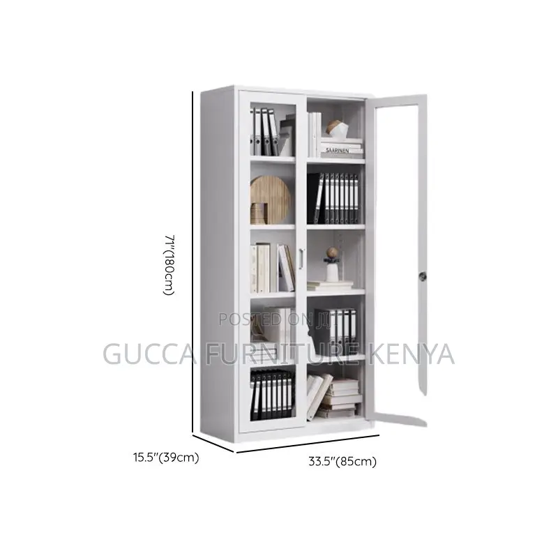 Cabinets: Glass Front Steel Home Office Modern Cabinet