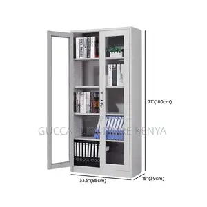 Cabinets: Glass Front Steel Home Office Modern Cabinet