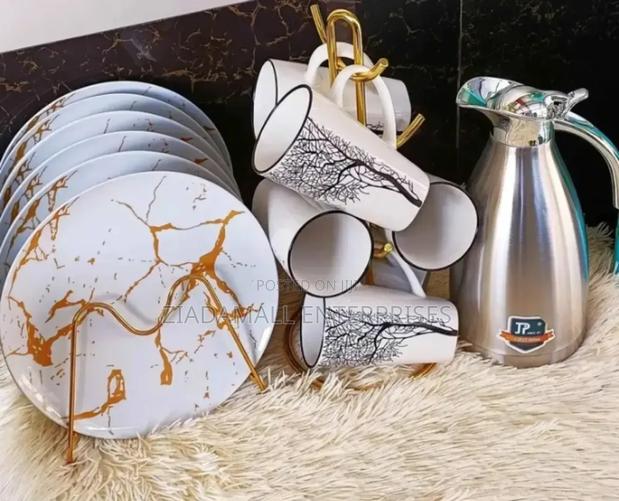 Dinner Set 13 PCS - 6 Dinner Plates, 6 Cups,
