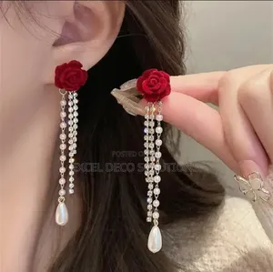 Statement Red And Gold Earrings