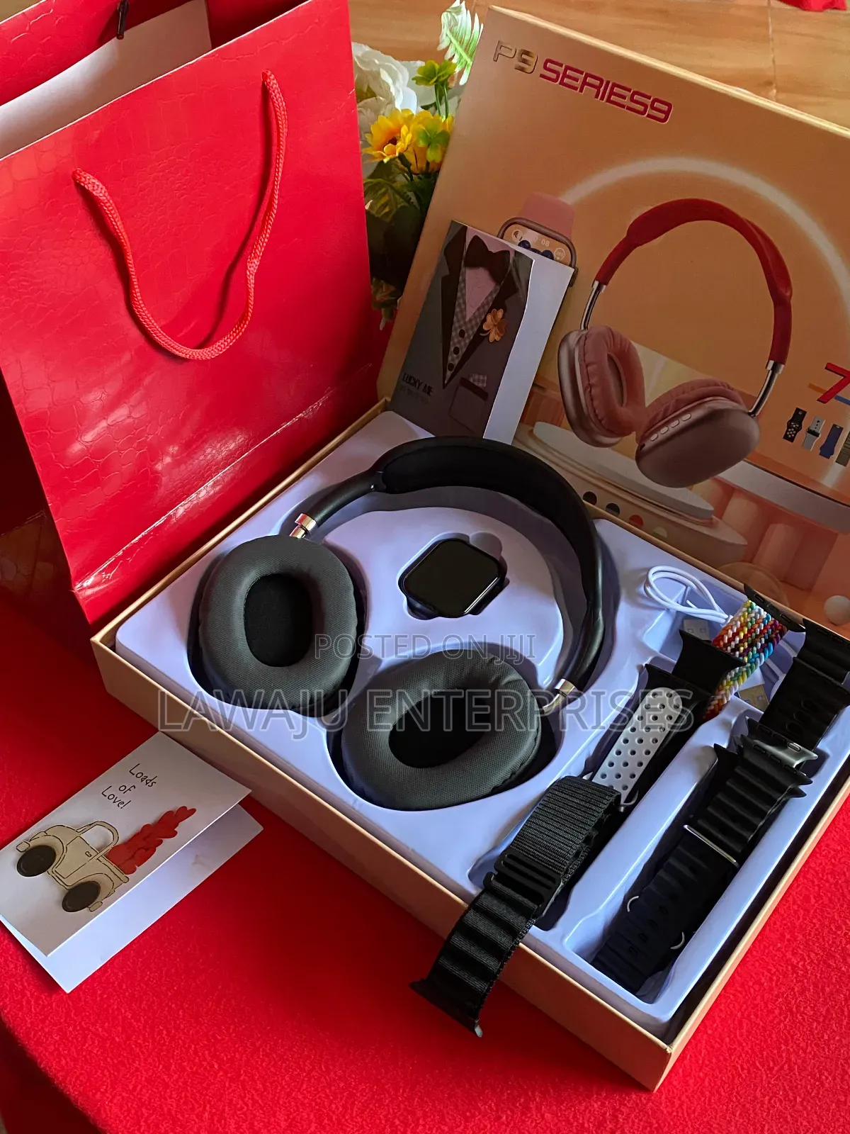 Black P9 Series Smart Watch With Headphones