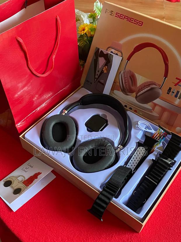 Black P9 Series Smart Watch With Headphones