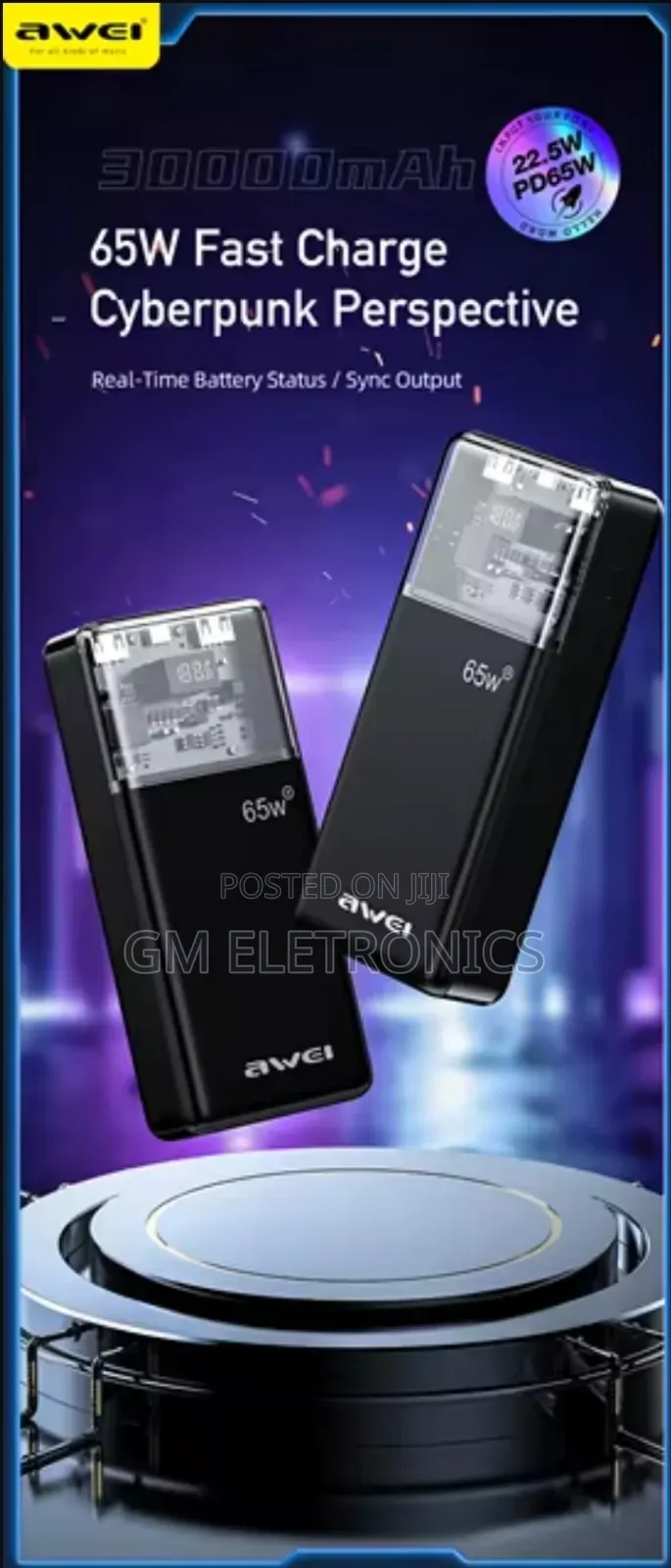 30000mah Power Bank With Type C Pd65w Fast Charge.