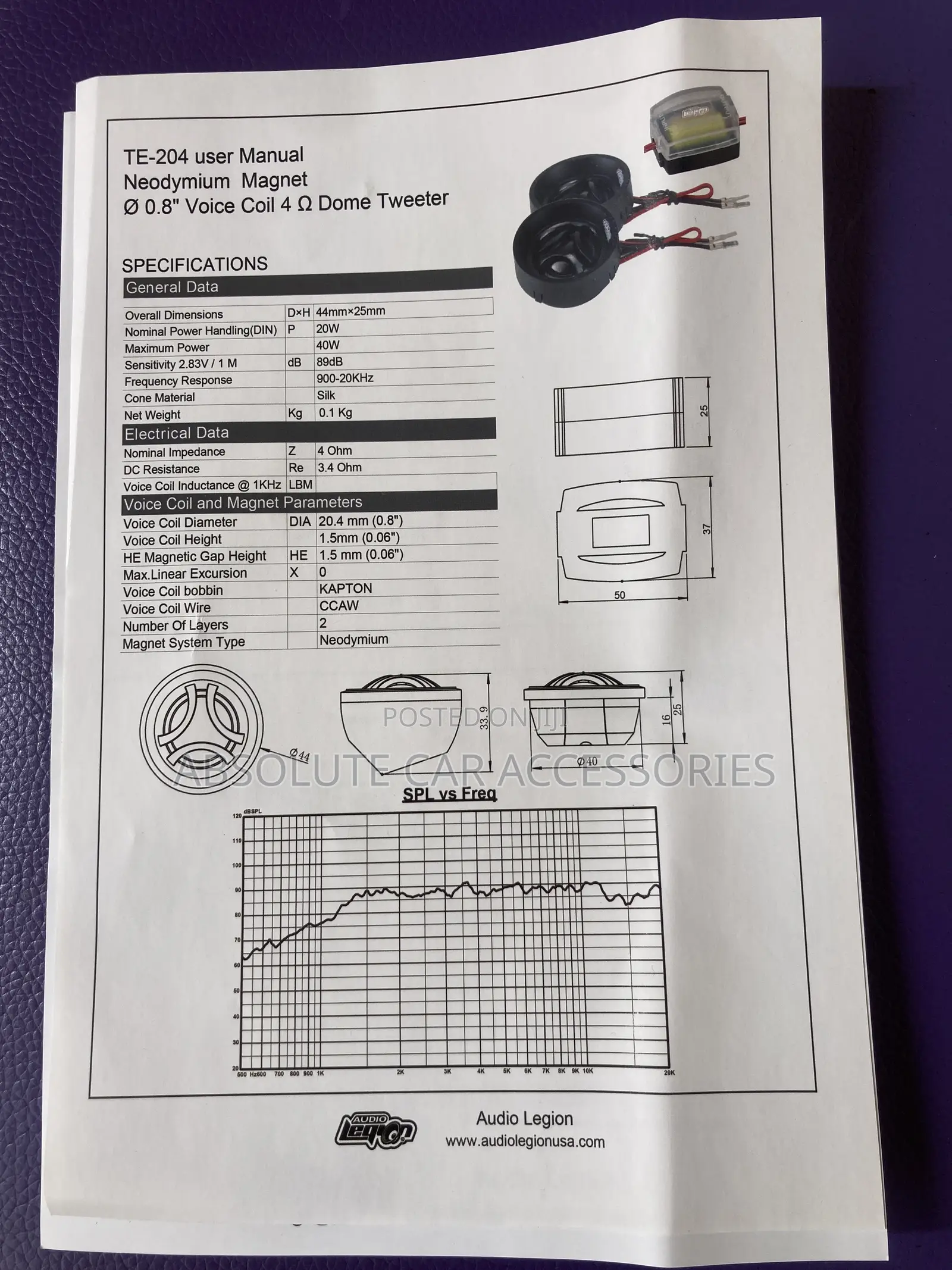 0.8 Inch Audio Legion Tweeter