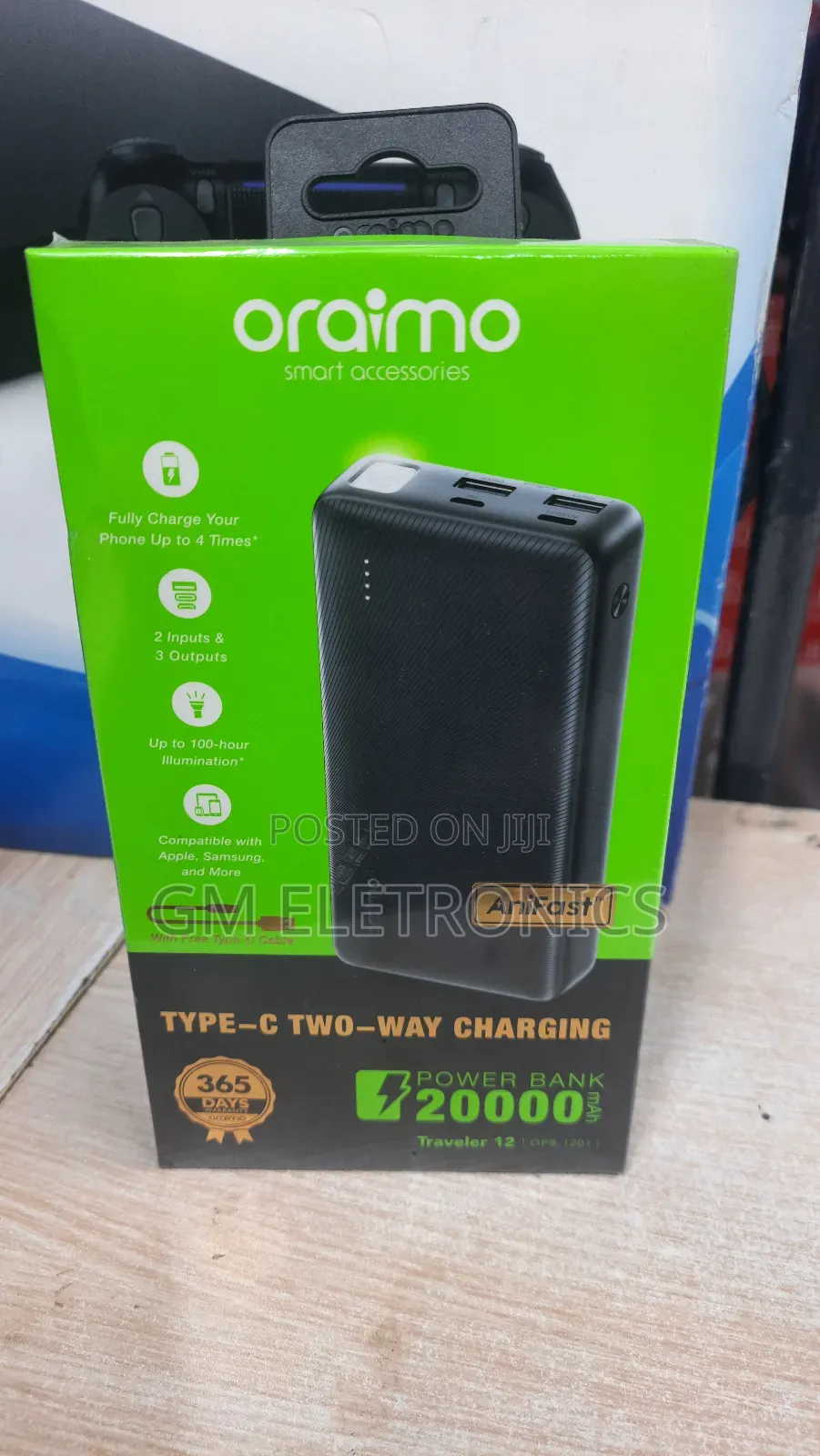 Oraimo Traveler 12 20000mah 12W Power Bank-Free Type-C Cable