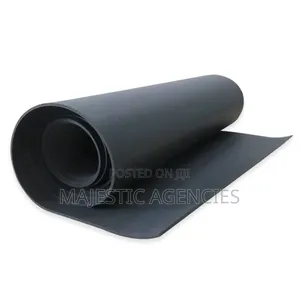 Black Plain Gym Rubber Mat Roll 10mm