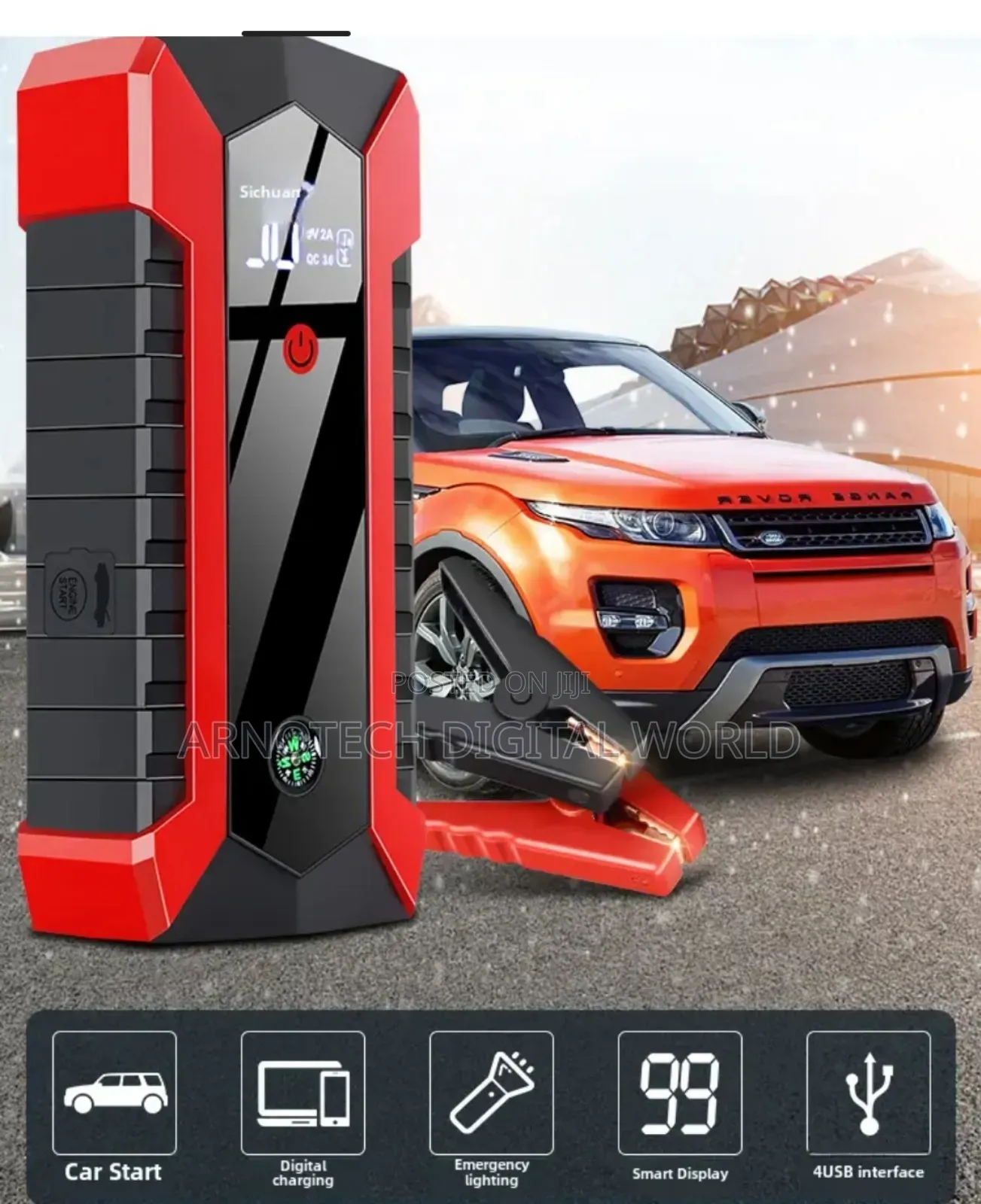 Portable Car Booster 12v Jump Start Kit With Inflator