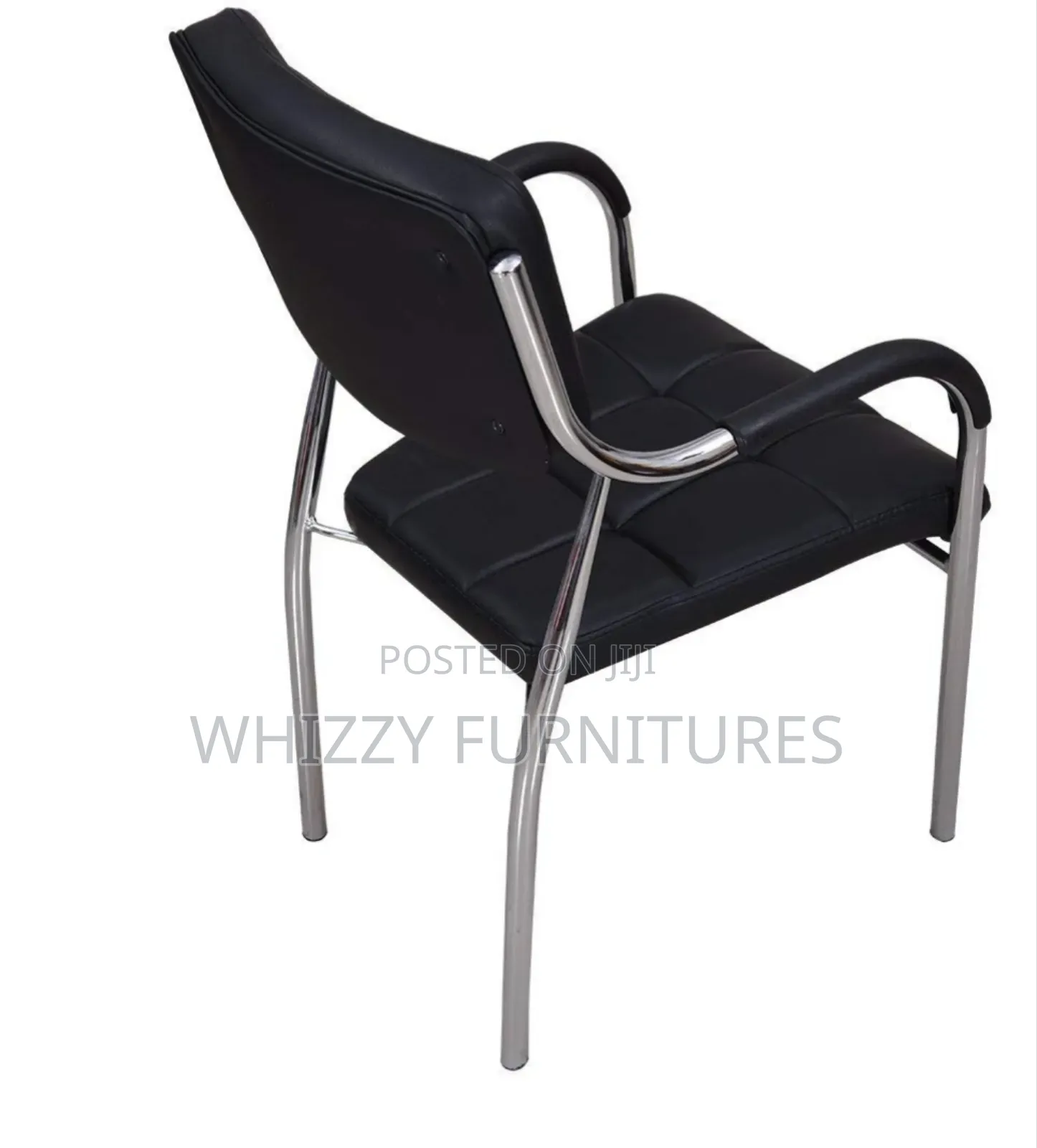 Black Leather Office Waiting Chair