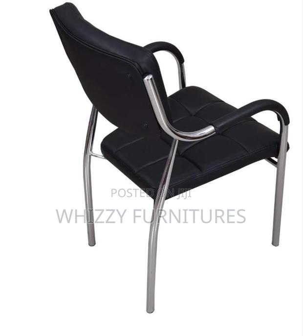Black Leather Office Waiting Chair - main view