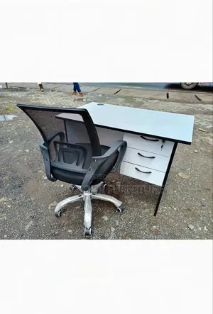 White 1 Meter Office Table With Chair Dfeq