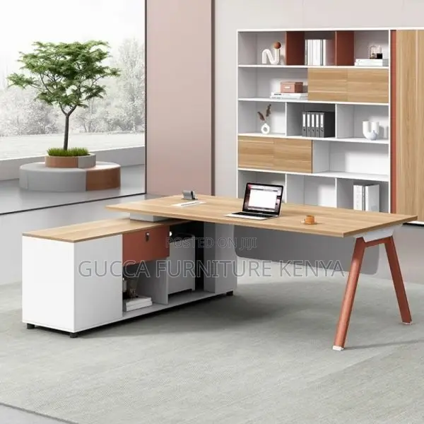 Office Tables:1.8meters Pedestal L-Shape Wood Executive Desk