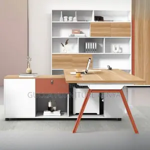 Office Tables:1.8meters Pedestal L-Shape Wood Executive Desk