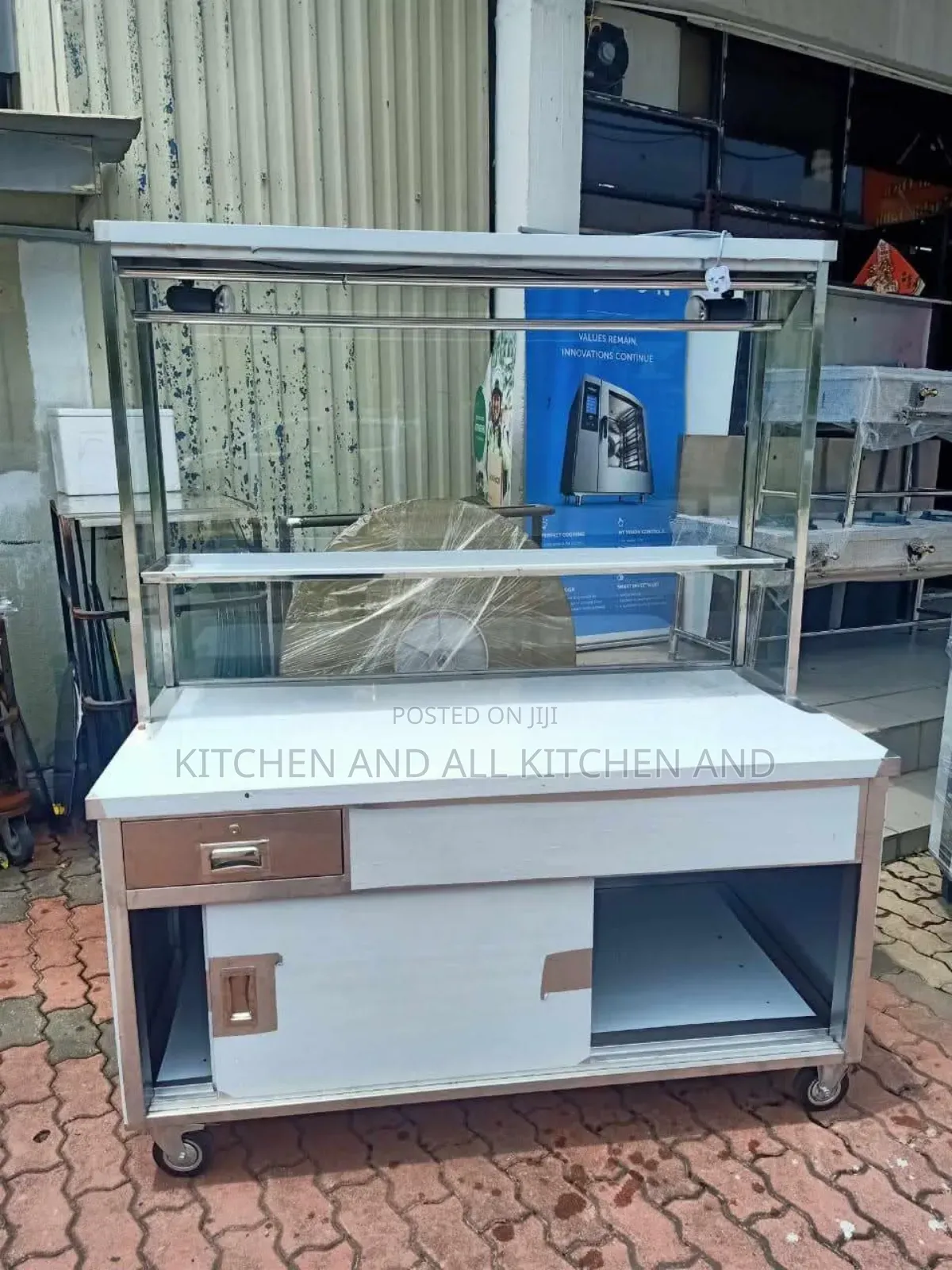 Stainless Steel Kitchen Cabinet With Overshelves