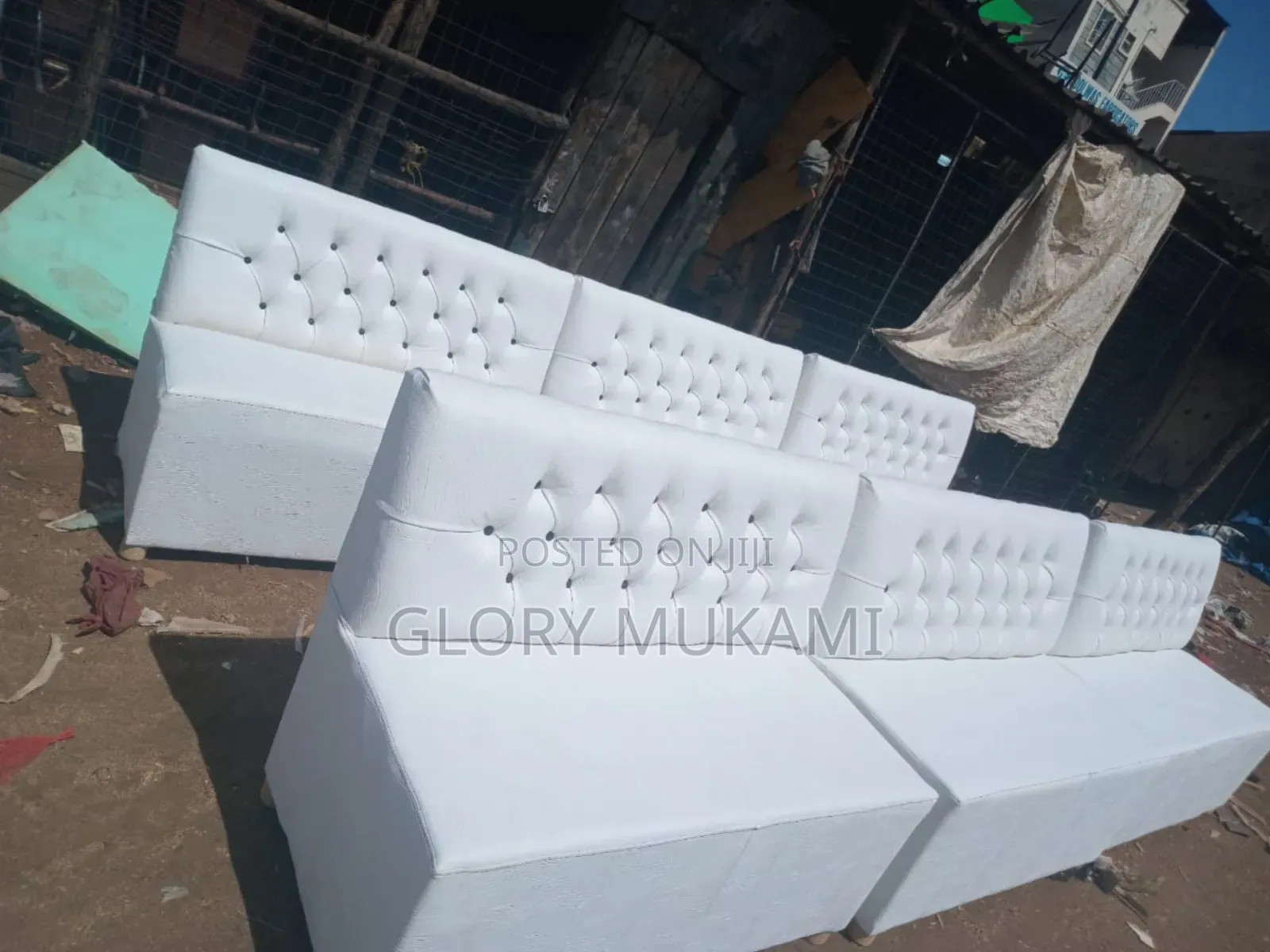 White Leather Restaurants and Bar Couches