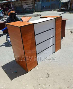 White Brown Reception Desk