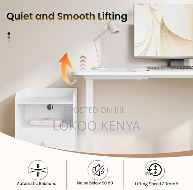 Office Desk: White Electrical Adjustable Office Desk - thumbnail 3