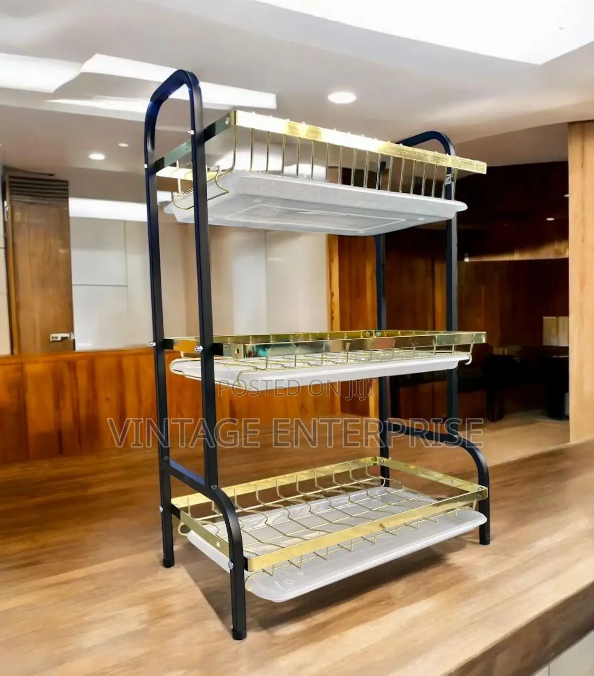 Dish Rack 3layer Heavy Duty Black Gold