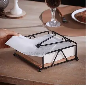 Luxury Metallic Serviette Holder With Bamboo Place