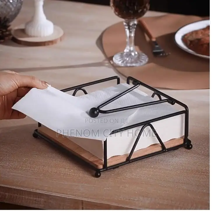 Luxury Metallic Serviette Holder With Bamboo Place