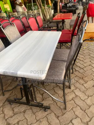 Marble White Grey 4 by 2 Table and 4 Chairs