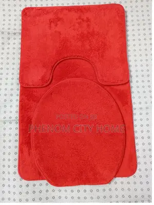 Red and Maroon Toilet Mat Set