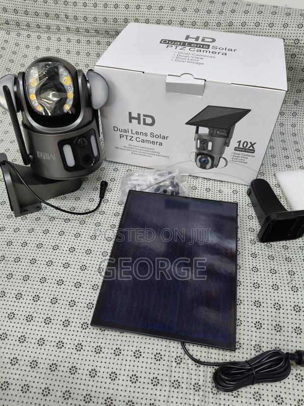 New 4MP Black UBOX Dual Lens Solar PTZ 4G Solar Camera