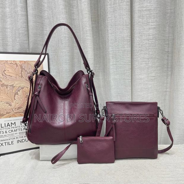Royasoft 3in1 Maroon Leather Ladies Handbag